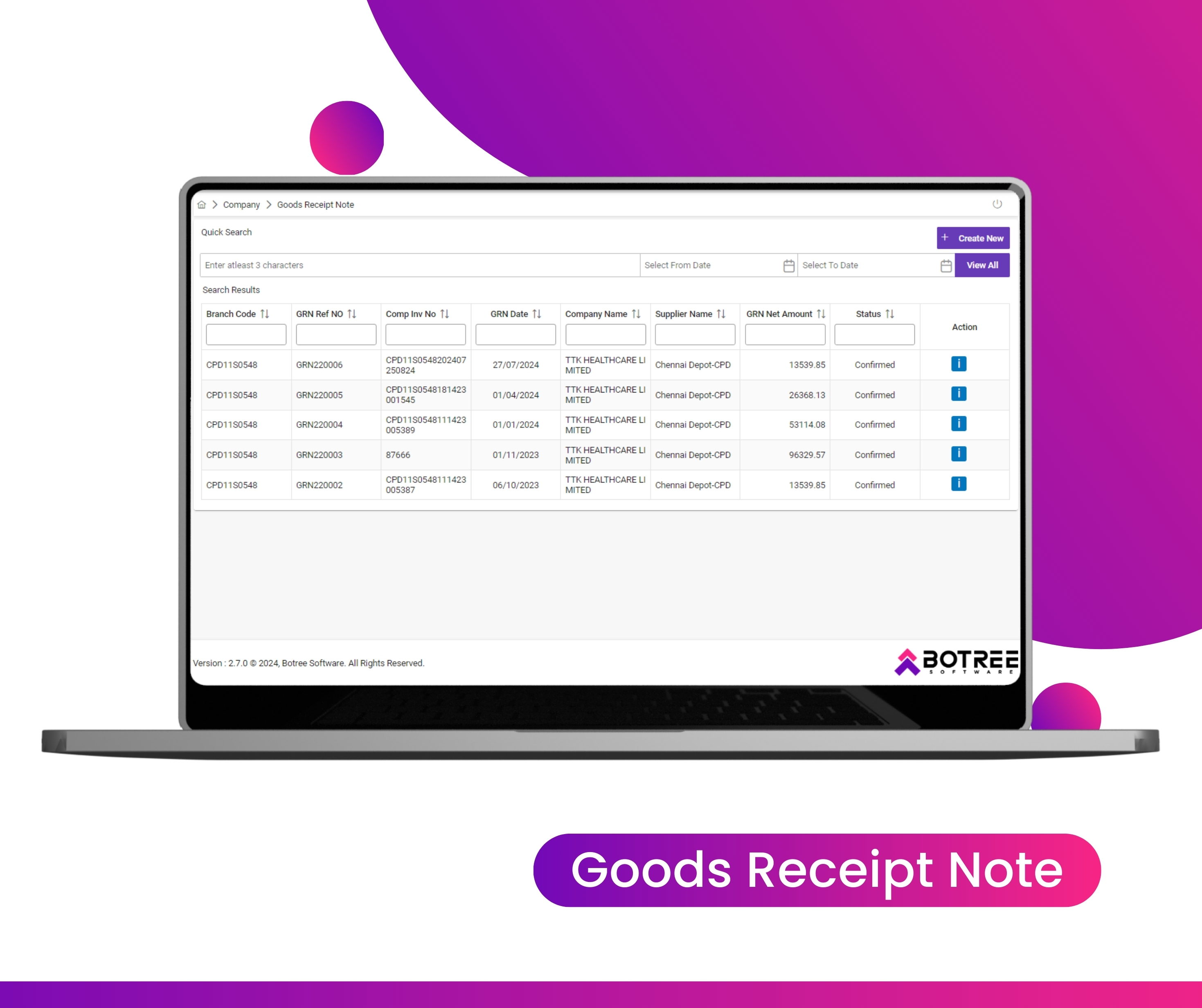screenshot of Botree DMS